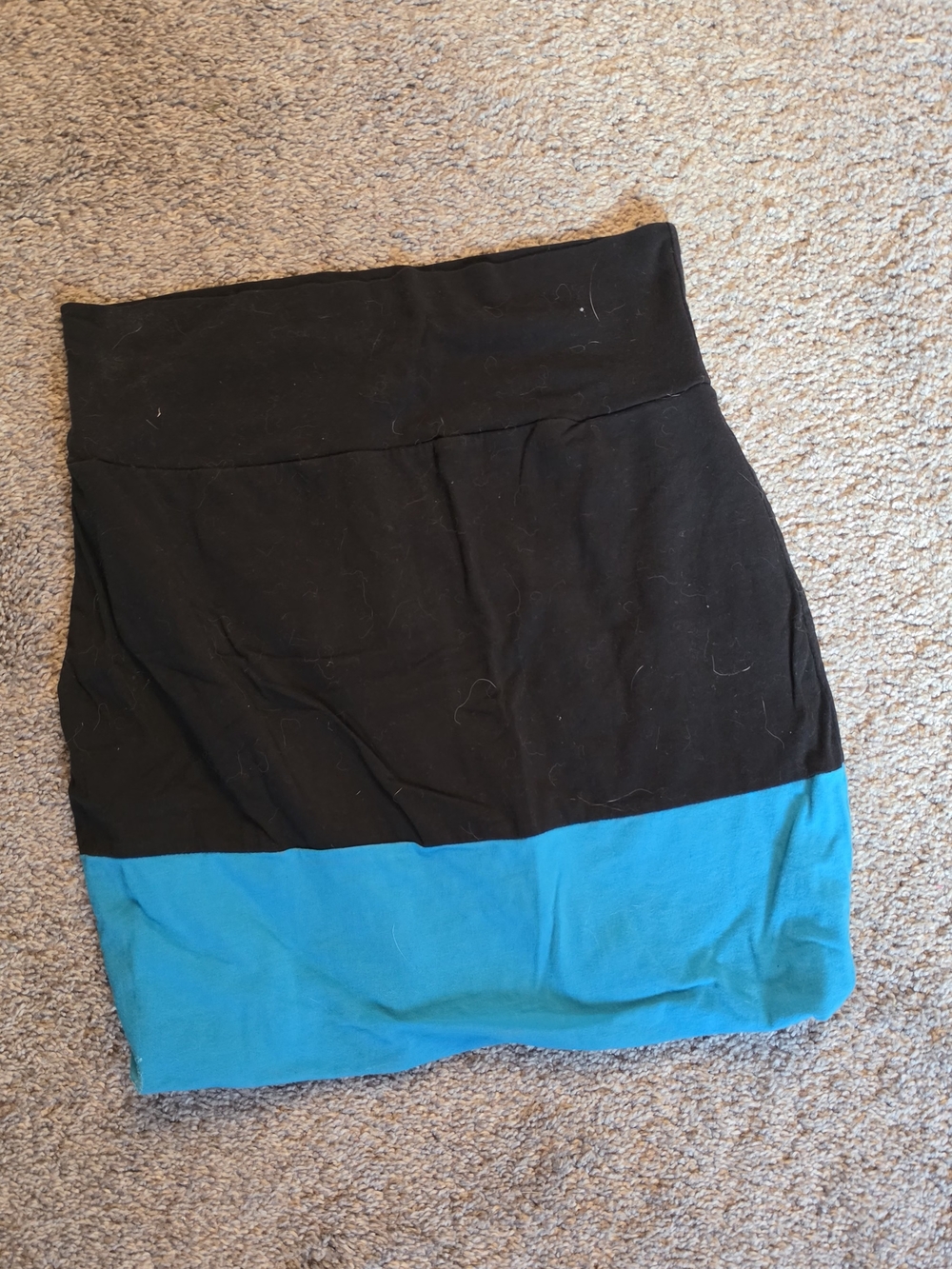 Love Two-Tone Black and Teal Mini Skirt